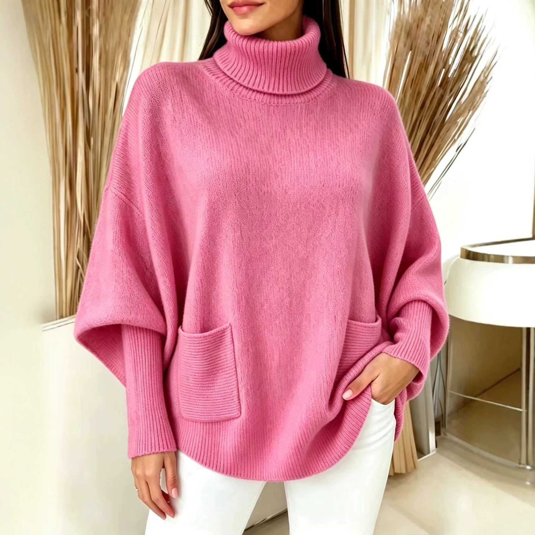 New Solid Color Long Sleeve Turtle Neck In Autumn And Winter