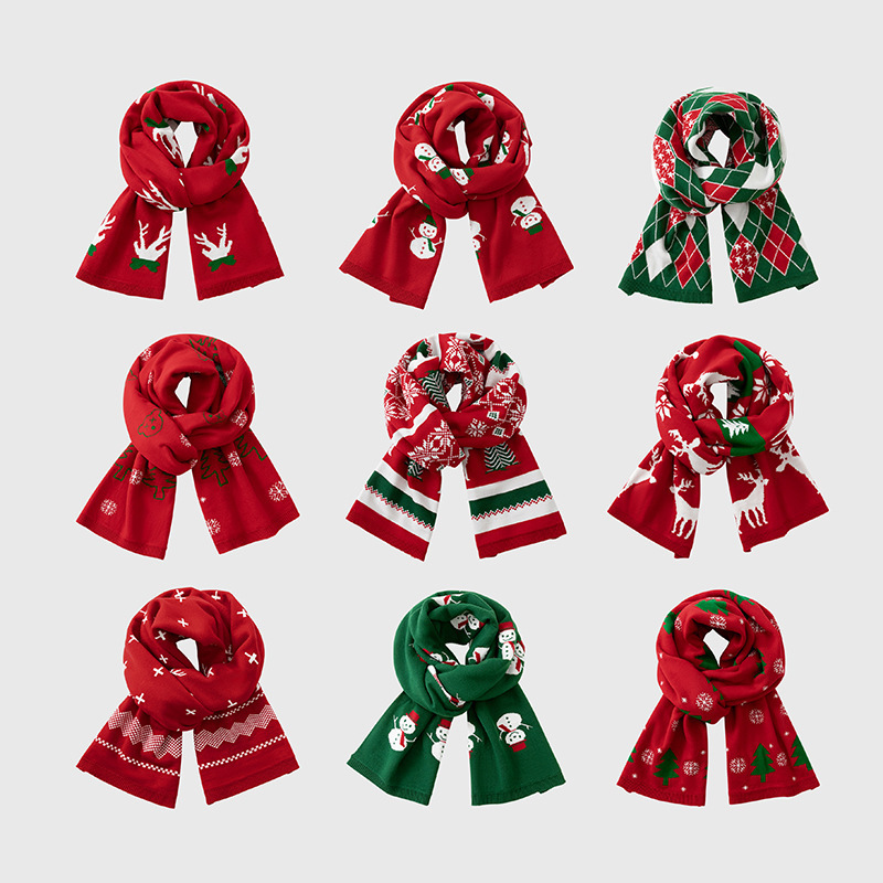 Warm Knitted Christmas Scarf For Fall And Winter
