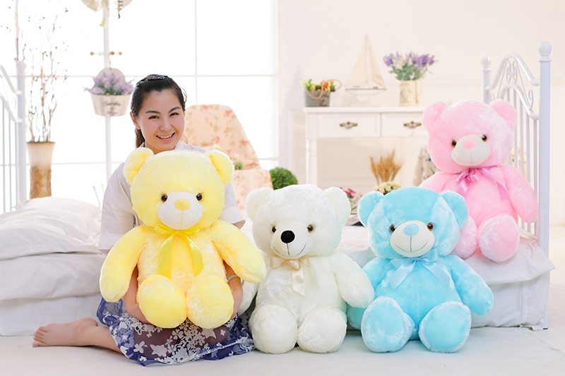 Creative Light Up LED Teddy Bear Stuffed Animals Plush Toy Colorful Glowing Gift for Kids Pillow