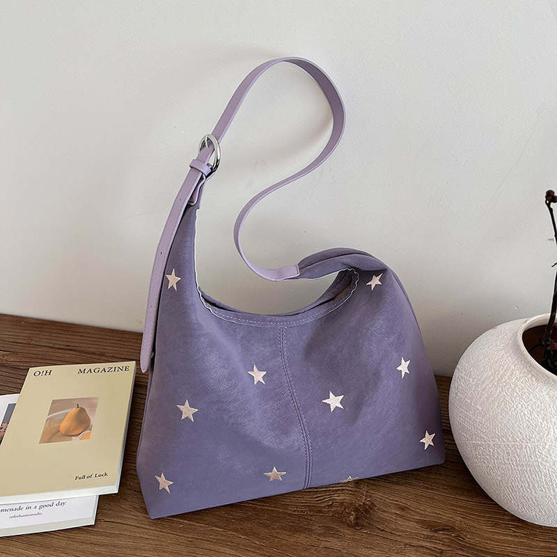 Five-Pointed Star Embroidered Commuter Shoulder Fashion Tote Bag For Women