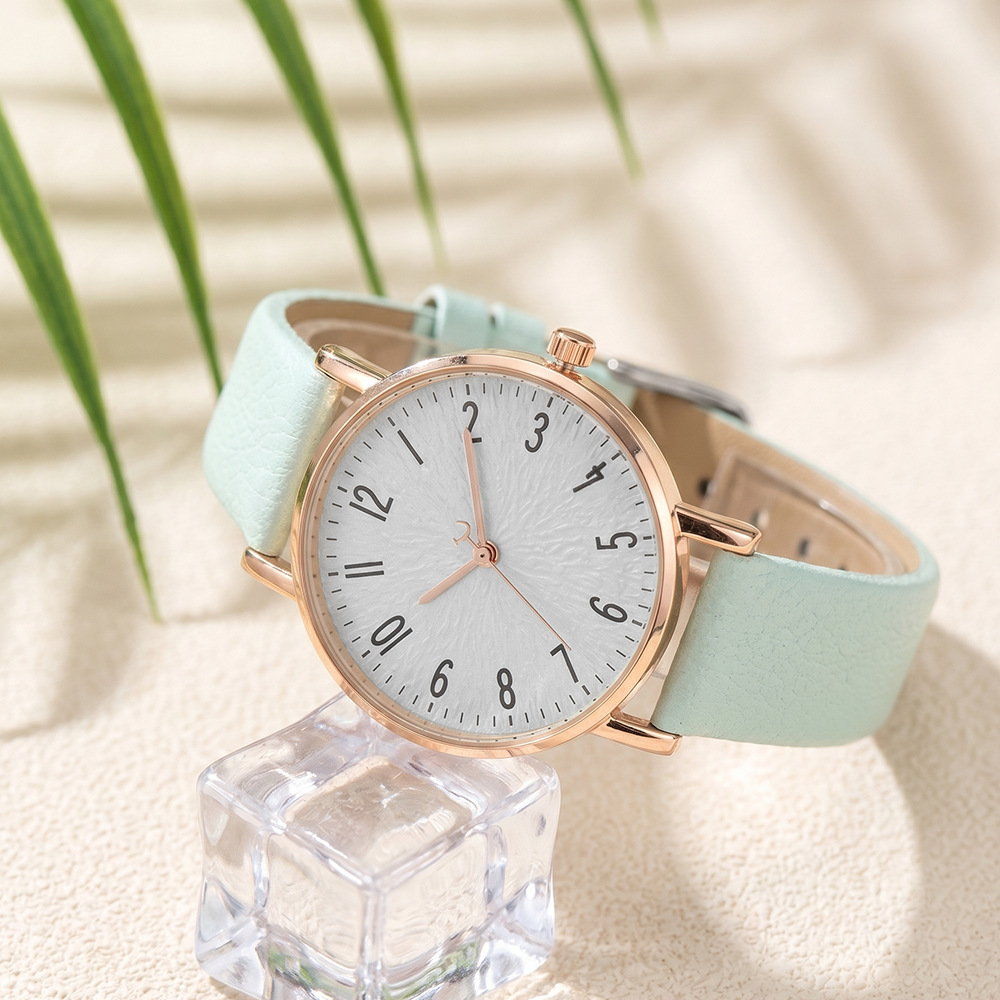Simple And Casual Lychee-pattern Leather Quartz Watch