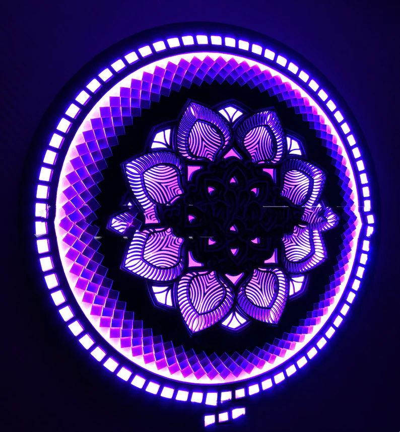 Mandala Yoga Room Round Night Light