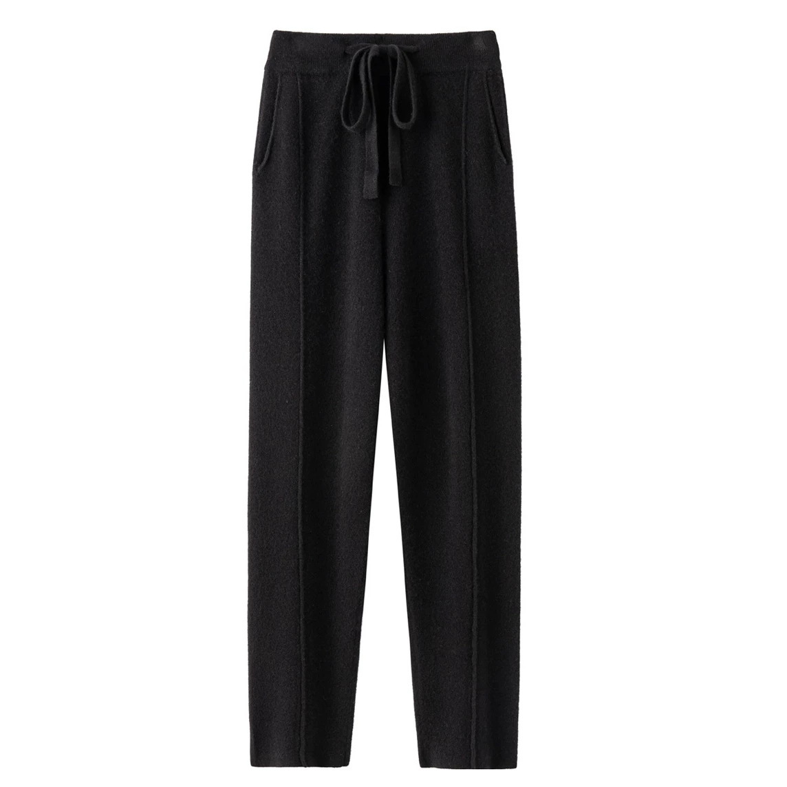 Knitted Casual Pants With An Elastic Waist Draping And Versatile