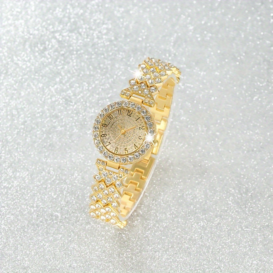 Womens Diamond-encrusted Watch And Bracelet Set