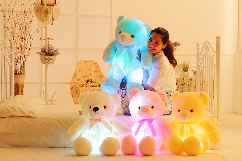 Creative Light Up LED Teddy Bear Stuffed Animals Plush Toy Colorful Glowing Gift for Kids Pillow