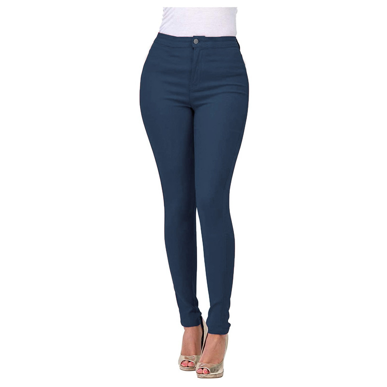 Multi-color Stretch Solid-color Denim Trousers For A Refined Look