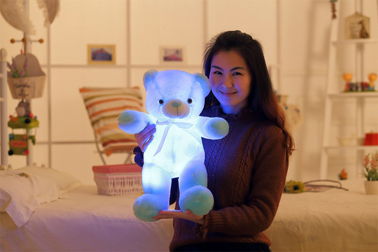 Creative Light Up LED Teddy Bear Stuffed Animals Plush Toy Colorful Glowing Gift for Kids Pillow