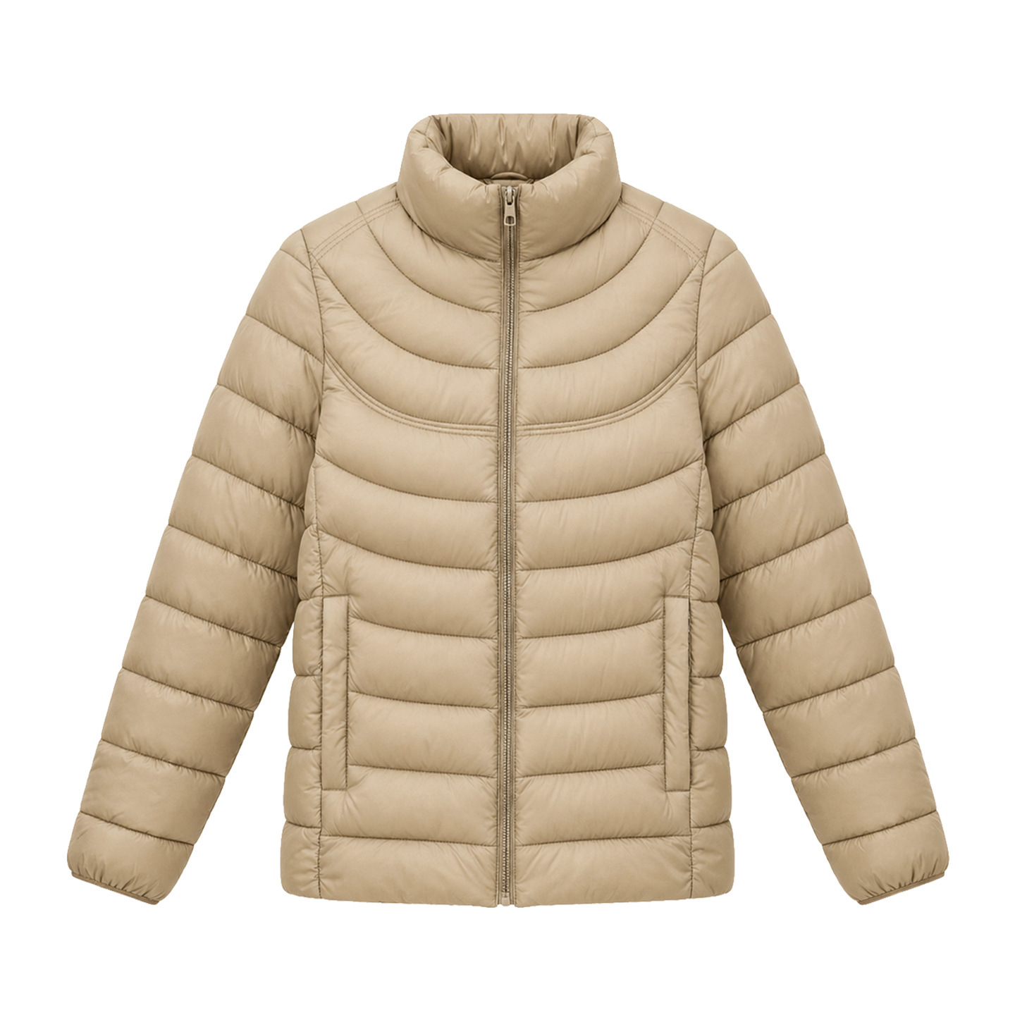 Womens Fallwinter Stand-collar Lightweight Cotton Jacket Short-length Curved-quilted Design Ultra-light And Easy To Wear
