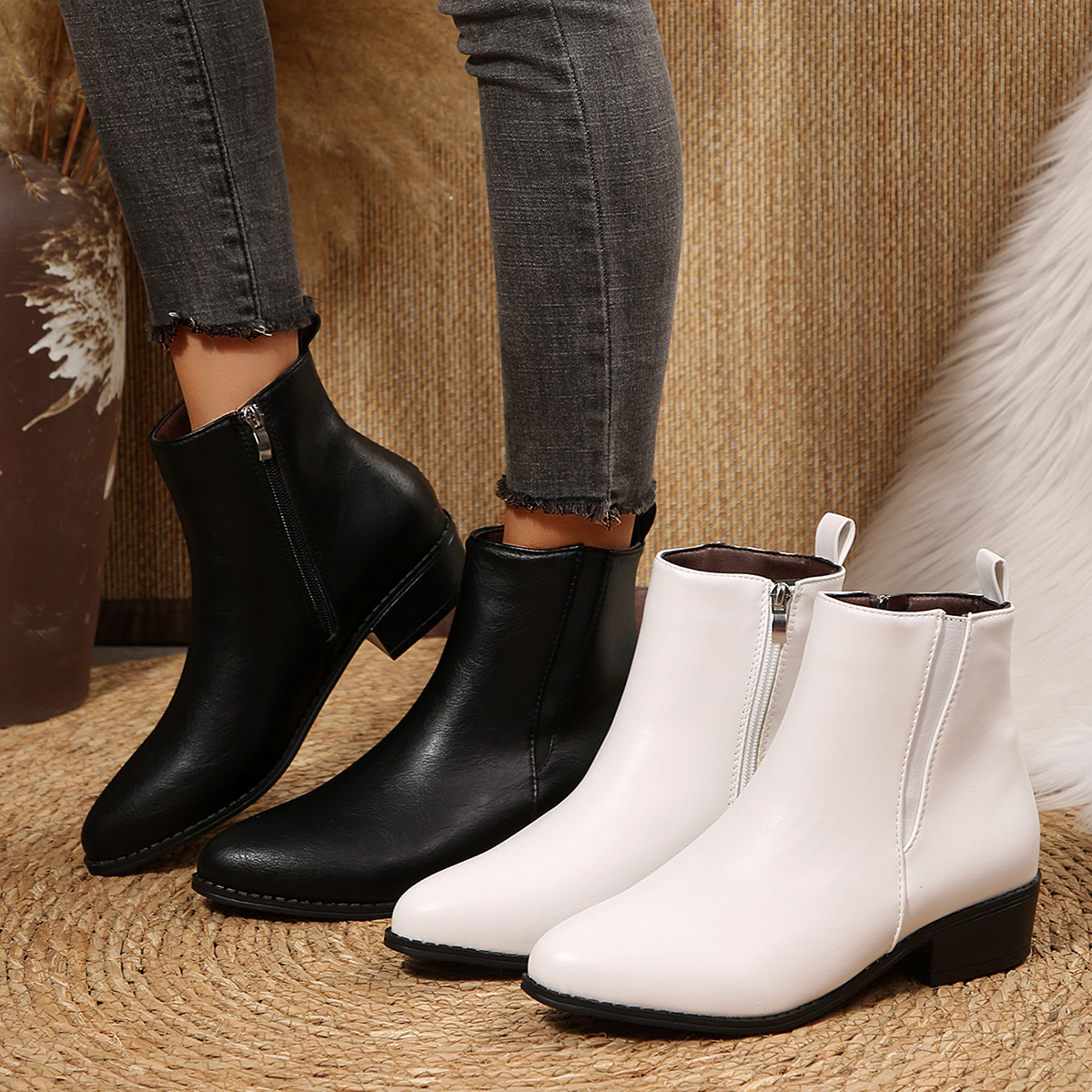 Fashionable Women's Leather Martin Boots