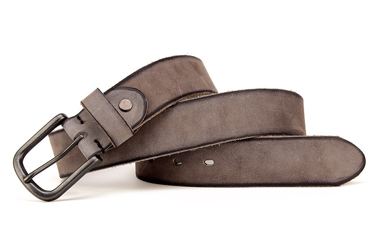 Men's leather pin buckle belt