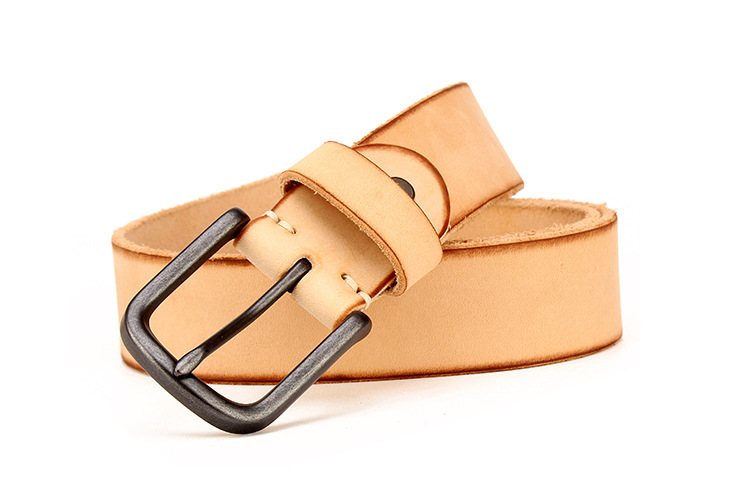 Men's leather pin buckle belt