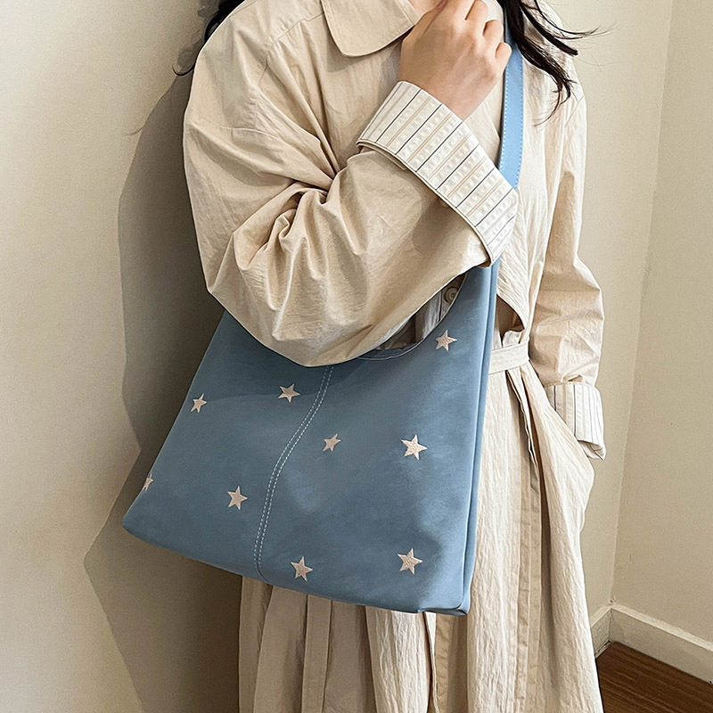 Five-Pointed Star Embroidered Commuter Shoulder Fashion Tote Bag For Women
