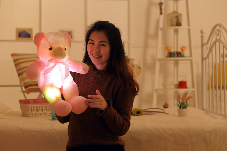 Creative Light Up LED Teddy Bear Stuffed Animals Plush Toy Colorful Glowing Gift for Kids Pillow
