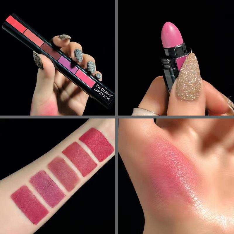 Matte 5-color Lipstick Set Velvet Lip Stick Non-stick Lip Gloss Long Lasting Waterproof Red Lipstick