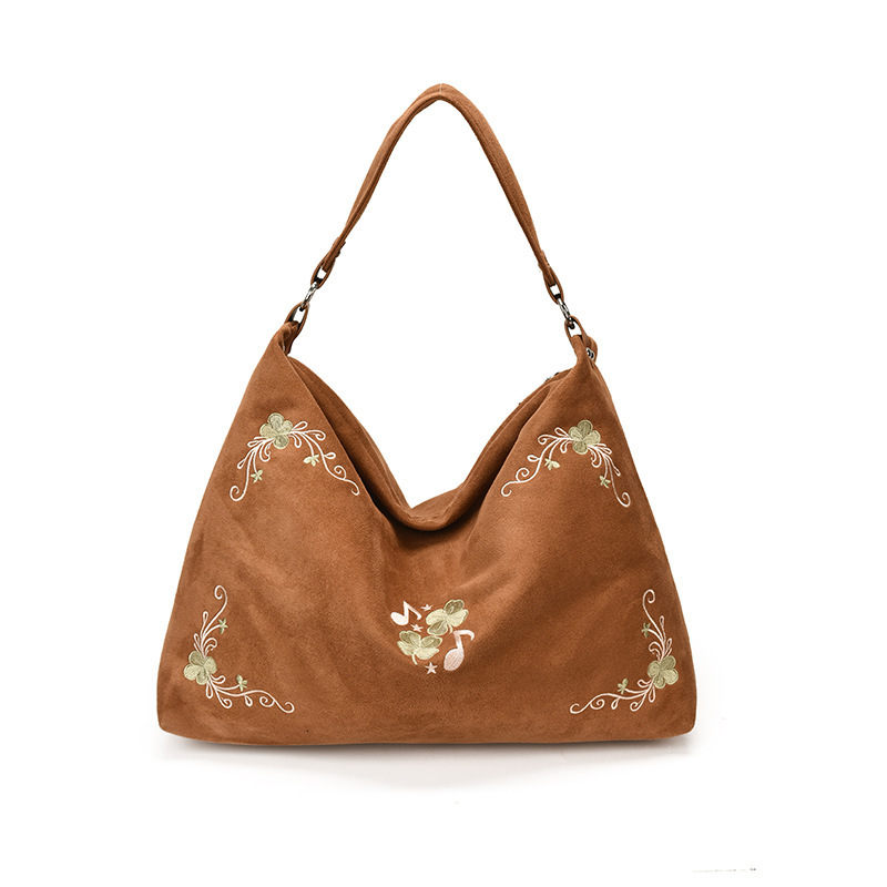 Women's Casual Embroidered Floral Canvas Tote Bag