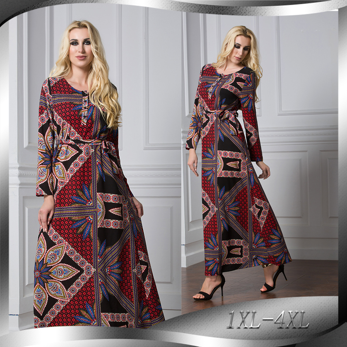 Fashion Long Dress Loose Plus Size Vintage
