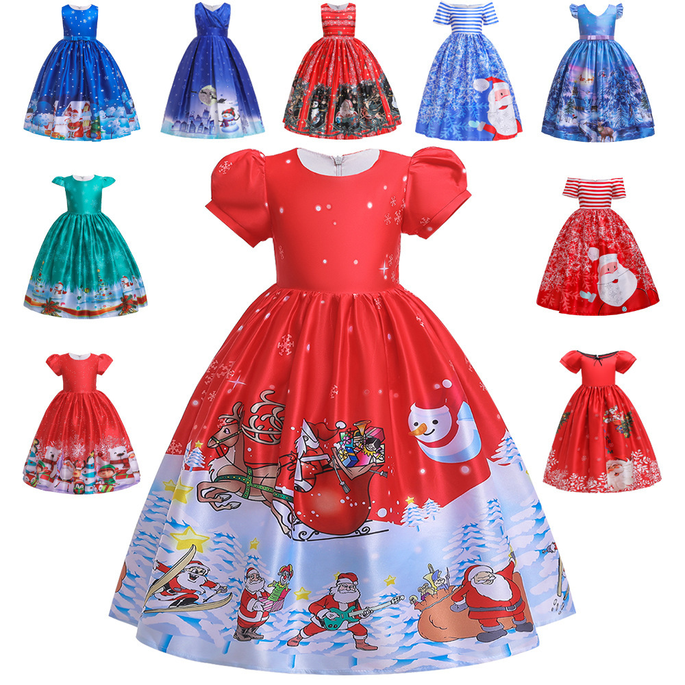 Santa Claus Print Long Dress