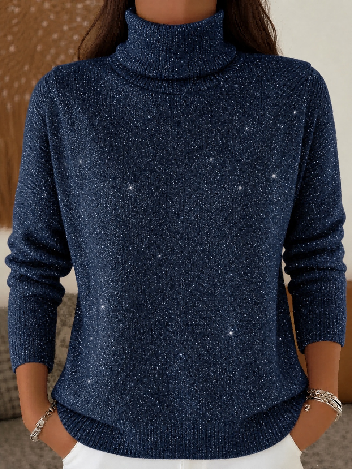 Women's High-neck Long-sleeve Casual Top Sweate