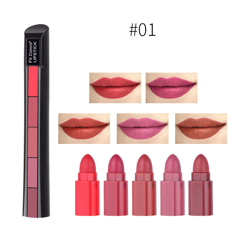 Matte 5-color Lipstick Set Velvet Lip Stick Non-stick Lip Gloss Long Lasting Waterproof Red Lipstick