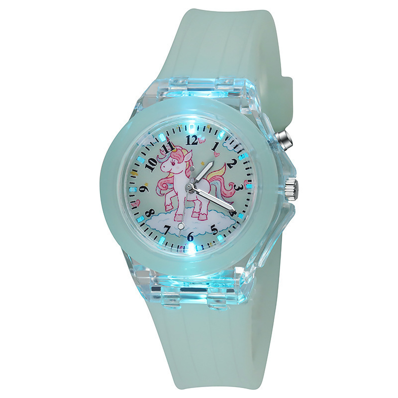 Unicorn Luminous Silicone Quartz Watch For Primary School Kids And Children