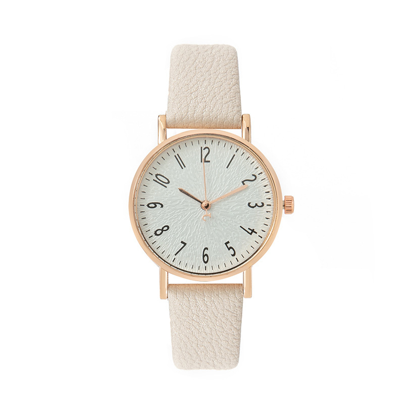 Simple And Casual Lychee-pattern Leather Quartz Watch
