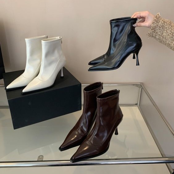 Soft-leather Casual Pointed-toe Low-heeled Ankle Boots