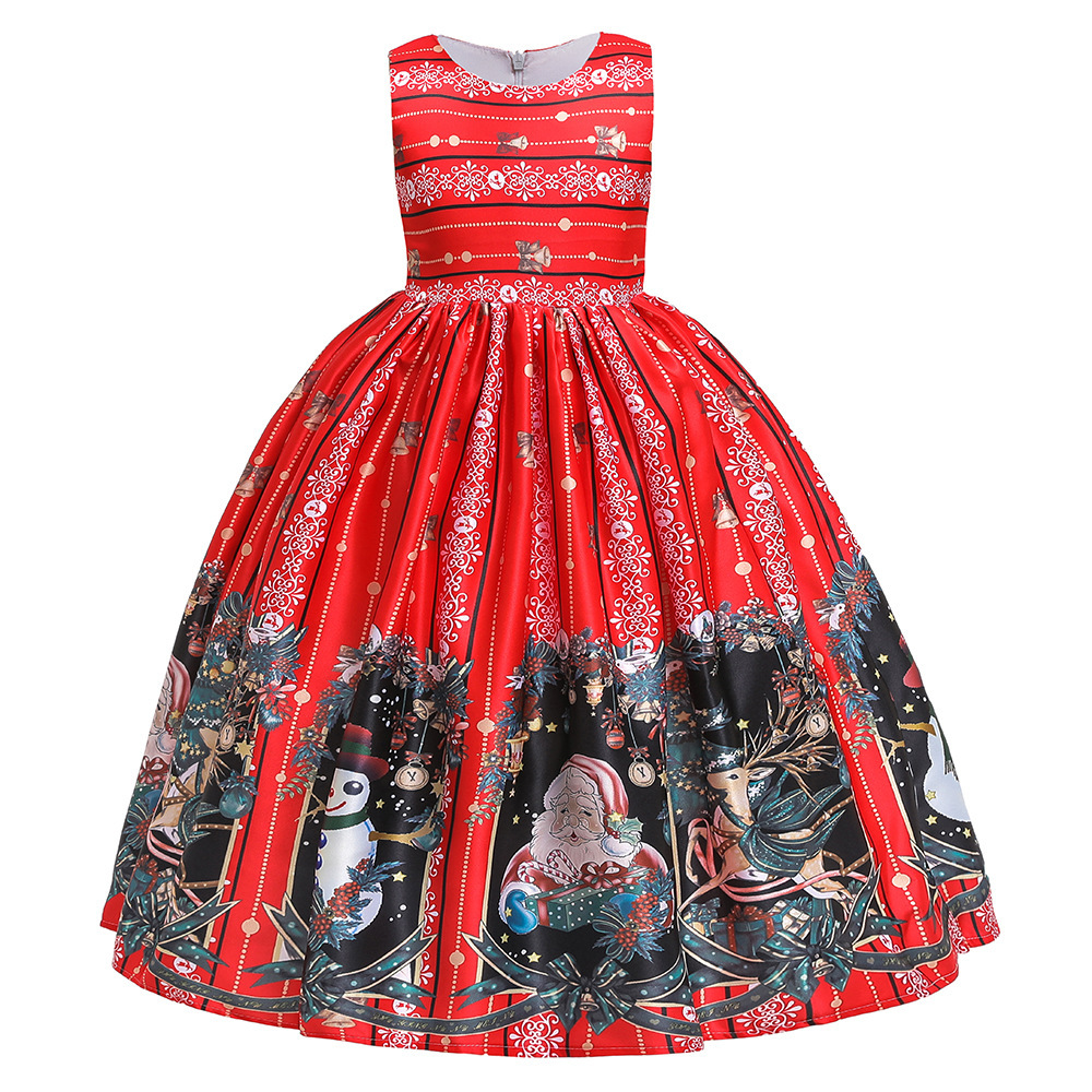 Santa Claus Print Long Dress