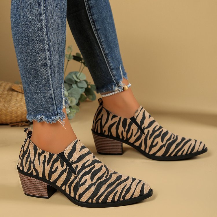 Foreign Trade Cross-border Chunky-heeled Pointed-toe Ankle Boots