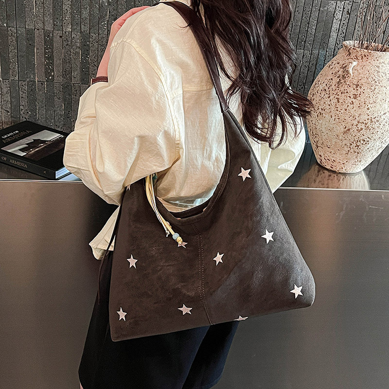 Five-Pointed Star Embroidered Commuter Shoulder Fashion Tote Bag For Women