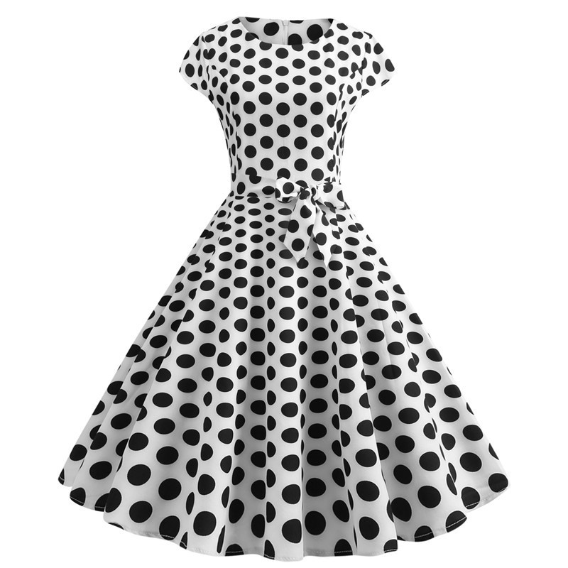 Women's Printed Short-sleeved Lace-up Dress