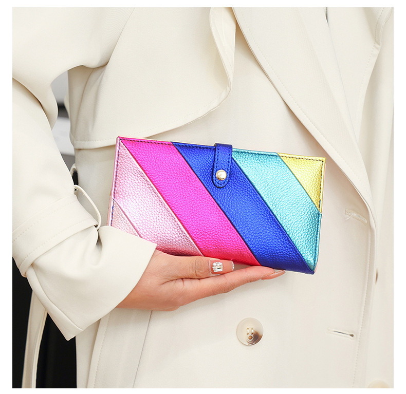 Card Bag, Women's Wallet, Female Student ID Card, Long Anti-theft Brush, Hand-held Bag, High-end PU Card Holder, Cute Coin Purse - Blue