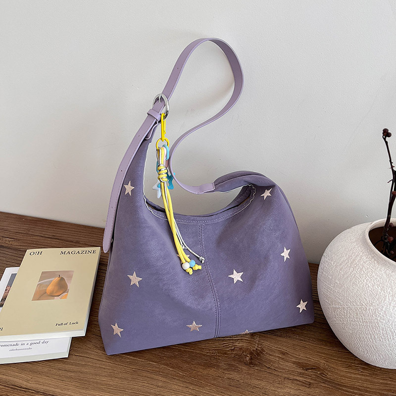 Five-Pointed Star Embroidered Commuter Shoulder Fashion Tote Bag For Women