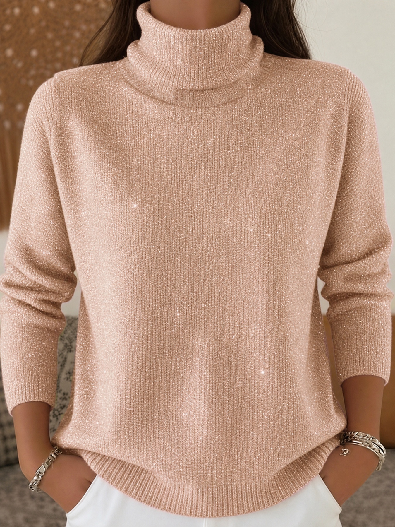 Women's High-neck Long-sleeve Casual Top Sweate