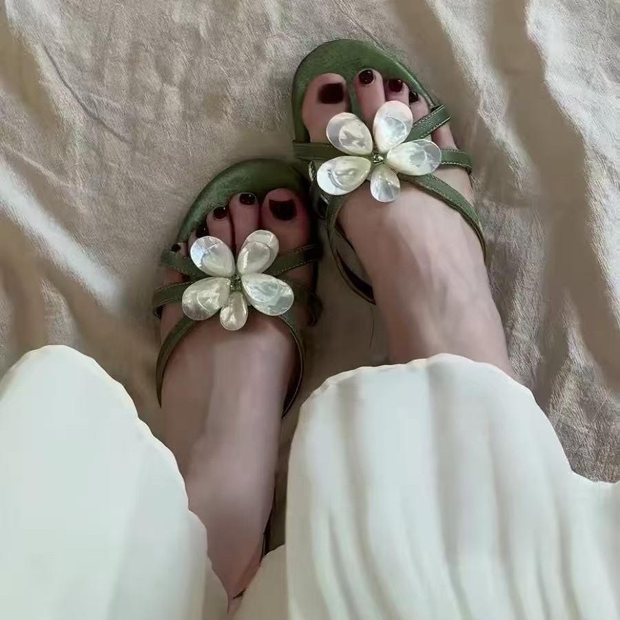 French Fairy style Floral Strappy Open toe Slides