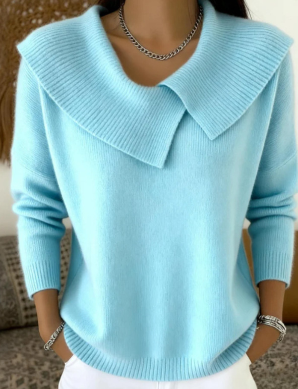 Fashion Retro Playful Temperament Slim Lapel Sweater Knitted Style
