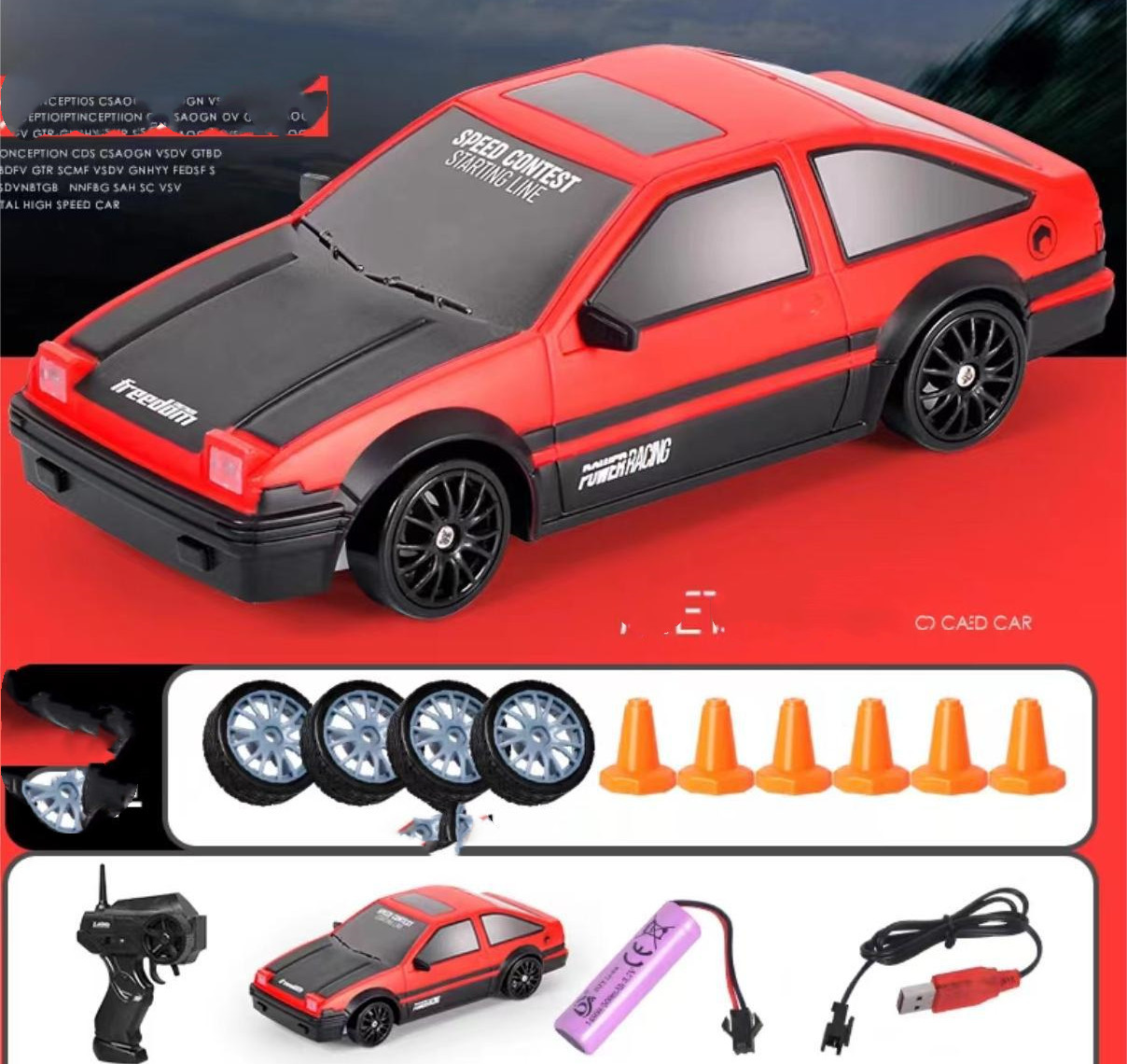 2.4G Drift Car 4WD RC Drift Car Toy Remote Control GTR Model AE86 Vehicle Car RC Racing Car Toy for Children Gifts
