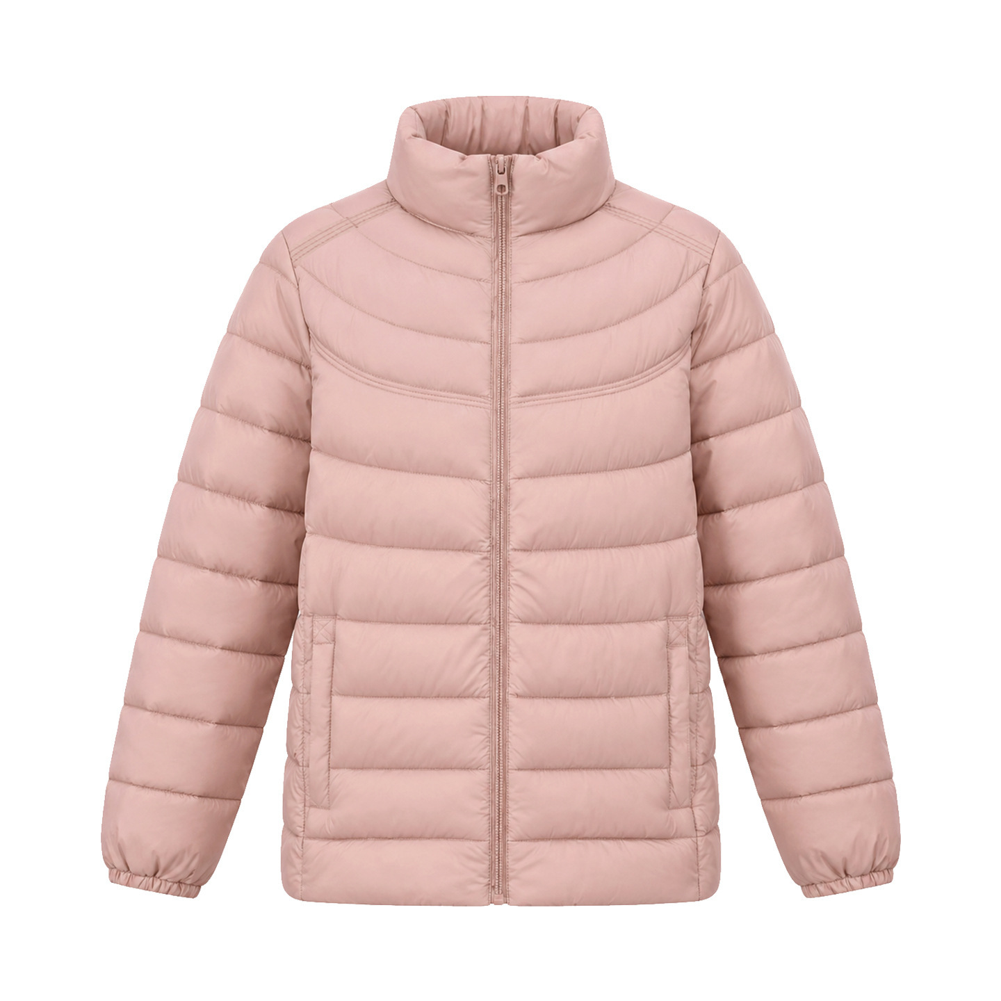 Womens Fallwinter Stand-collar Lightweight Cotton Jacket Short-length Curved-quilted Design Ultra-light And Easy To Wear