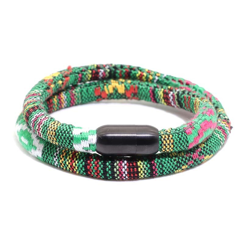 Bohemian Mens Stainless Steel Magnet Accessories Charm Bracelet