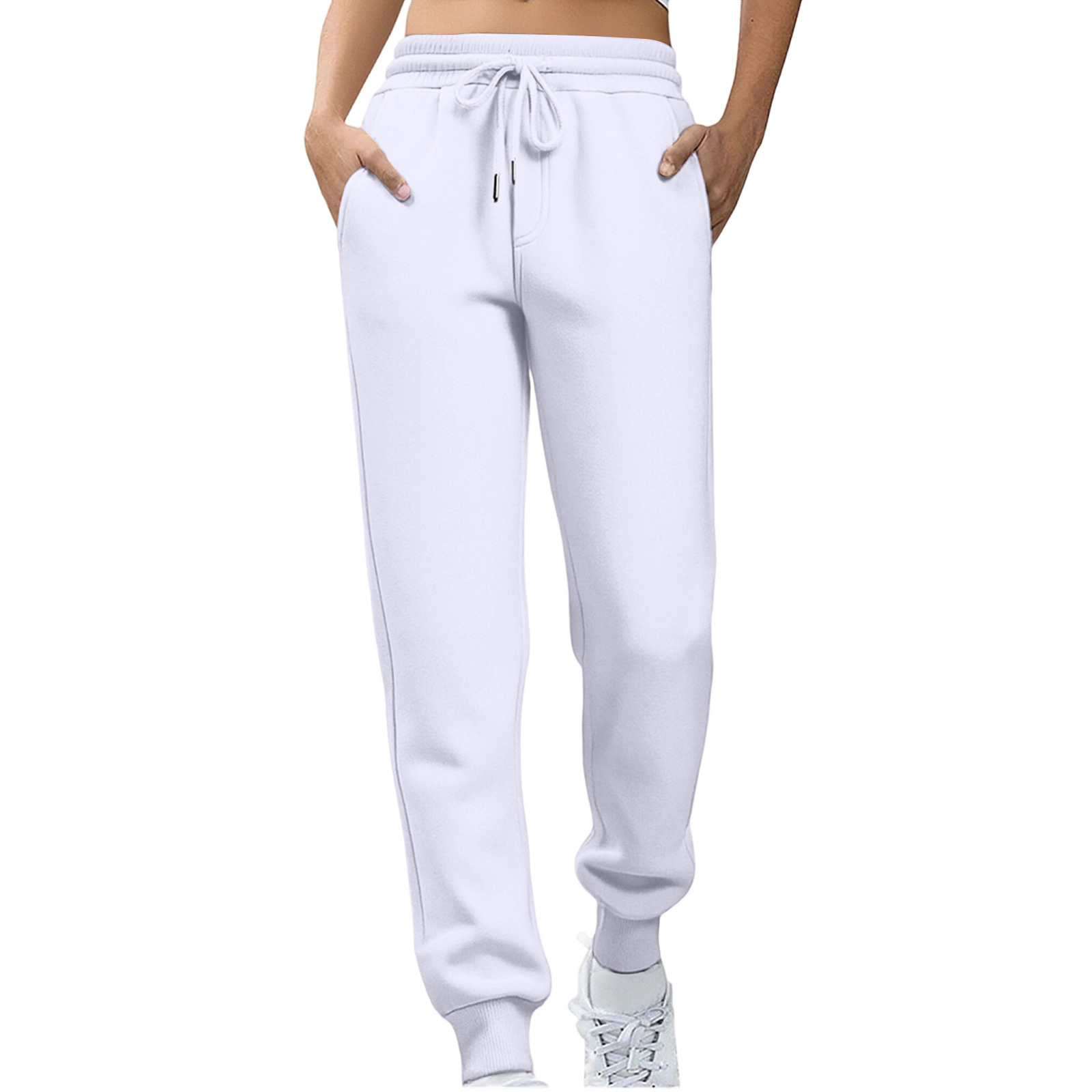 Womens Fleece Sweatpants Solid-color Joggers