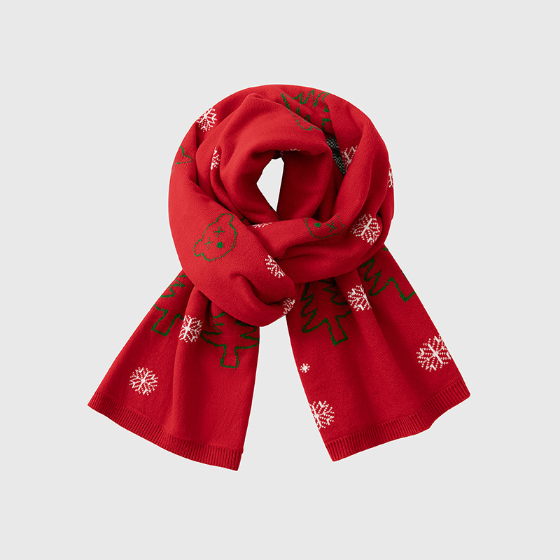 Warm Knitted Christmas Scarf For Fall And Winter