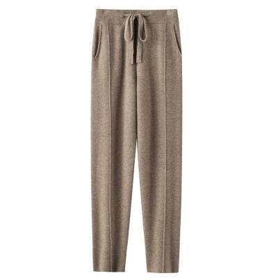 Knitted Casual Pants With An Elastic Waist Draping And Versatile