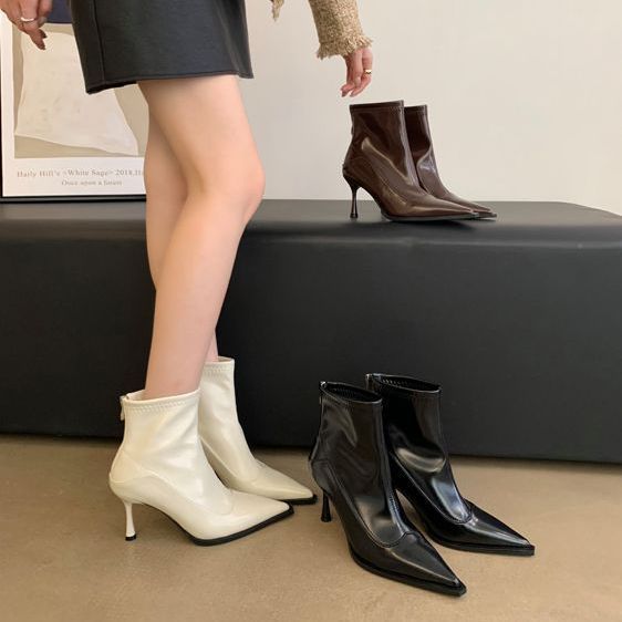 Soft-leather Casual Pointed-toe Low-heeled Ankle Boots