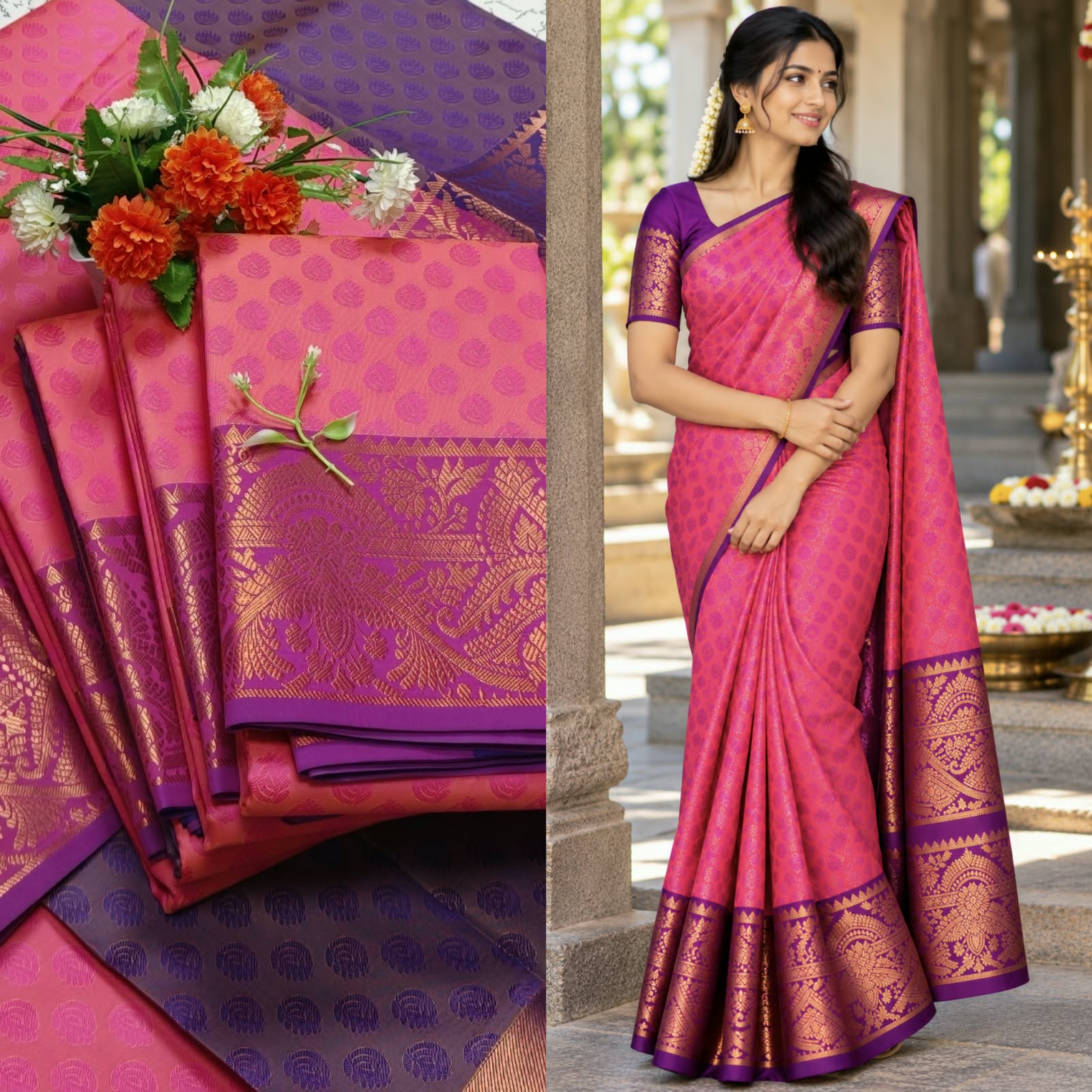 Art silk Saree_Pink color