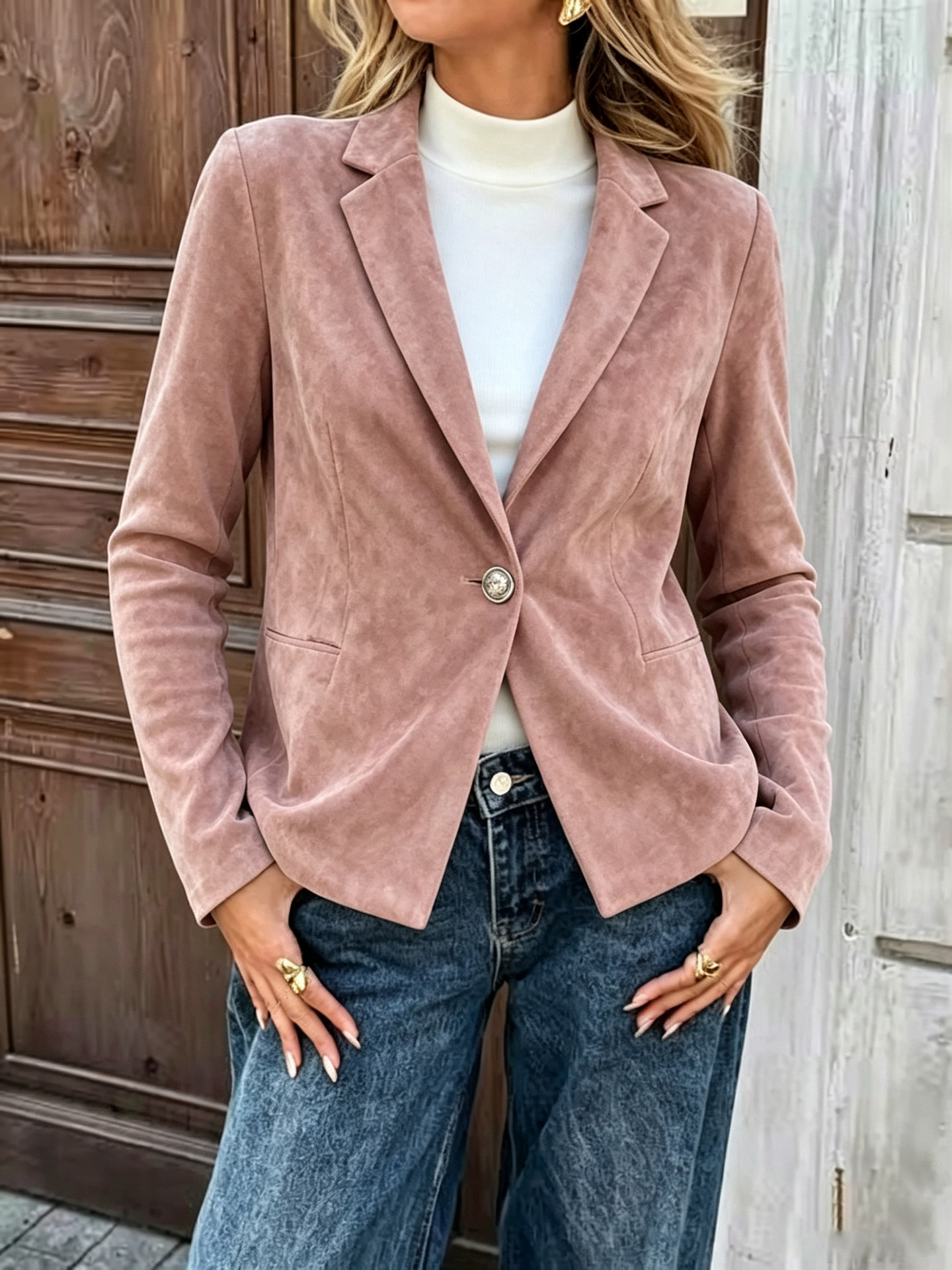 Womens Stylish Slim-fit Versatile Button-up Jacket