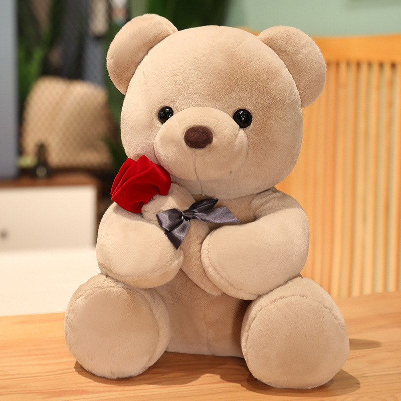23-45cm New Lovely Hug Roses Teddy Bear Plush Pillow Stuffed Soft Animal Dolls Nice Birthday Gift