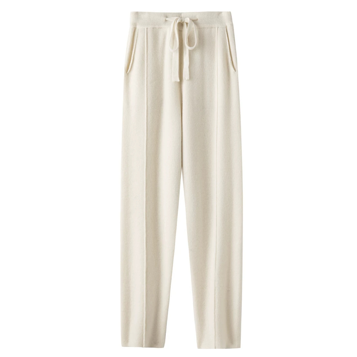 Knitted Casual Pants With An Elastic Waist Draping And Versatile