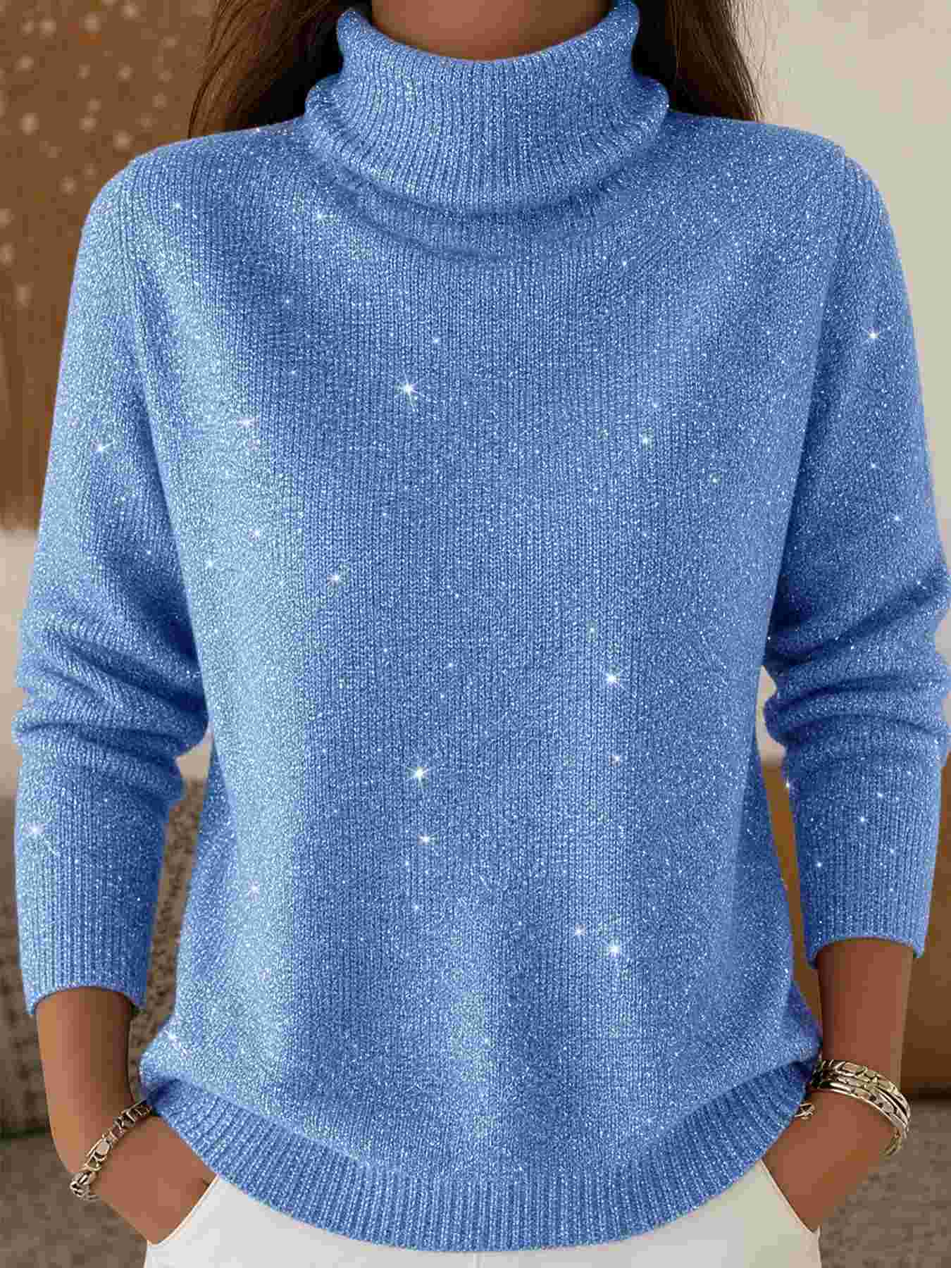 Women's High-neck Long-sleeve Casual Top Sweate