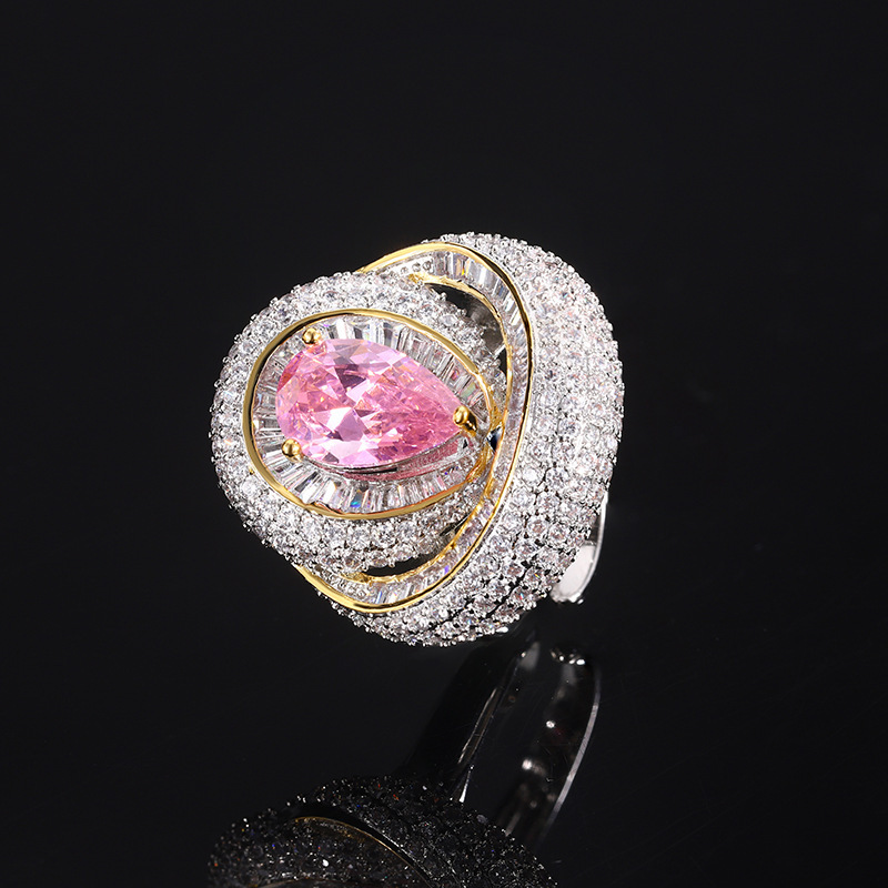 New Jewelry Ring Pigeon Blood Red Zirconium Ring European And American Style Light Luxury High-End Adjustable Ring For Women