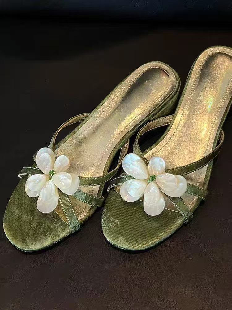 French Fairy style Floral Strappy Open toe Slides
