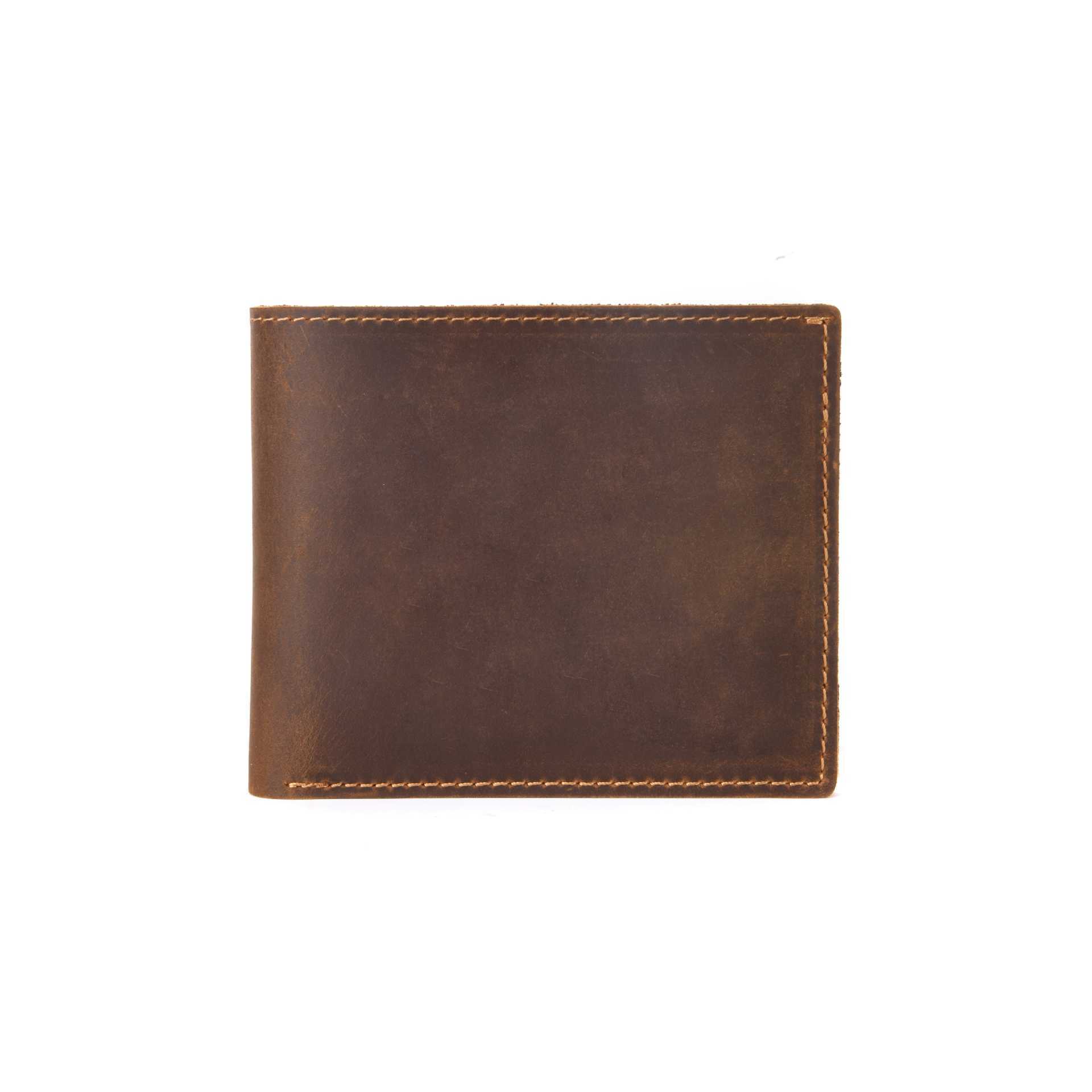 Men's Short Bi-fold Wallet Made From Full-grain Cowhide